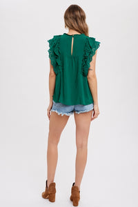 Forest Eyelet Ruffle Top