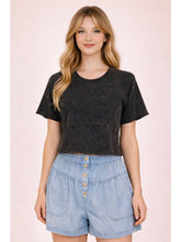 Load image into Gallery viewer, Black Washed Crop Tee
