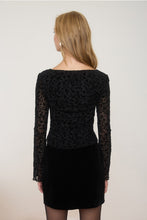 Load image into Gallery viewer, Sheer Black Velvet Top

