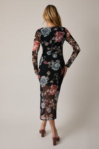 Gilli Black Mesh Floral Dress