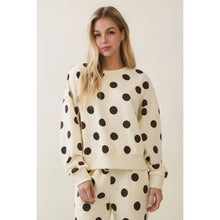 Load image into Gallery viewer, Cream + Brown Polka Dot Sweatshirt

