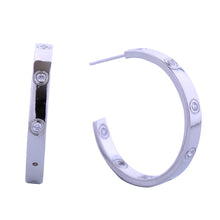 Load image into Gallery viewer, Silver Pave Hoops
