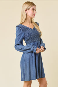 Smocked Tencel L/S Dress