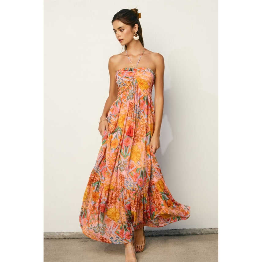 Dayna Ruched Babydoll Maxi Dress M Dayna Ruched Babydoll Maxi Dress M