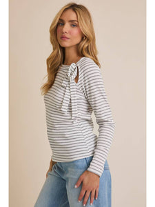 Grey Stripe Bow Top
