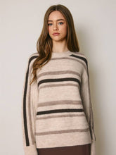 Load image into Gallery viewer, Brown Metallic Stripe Sweater
