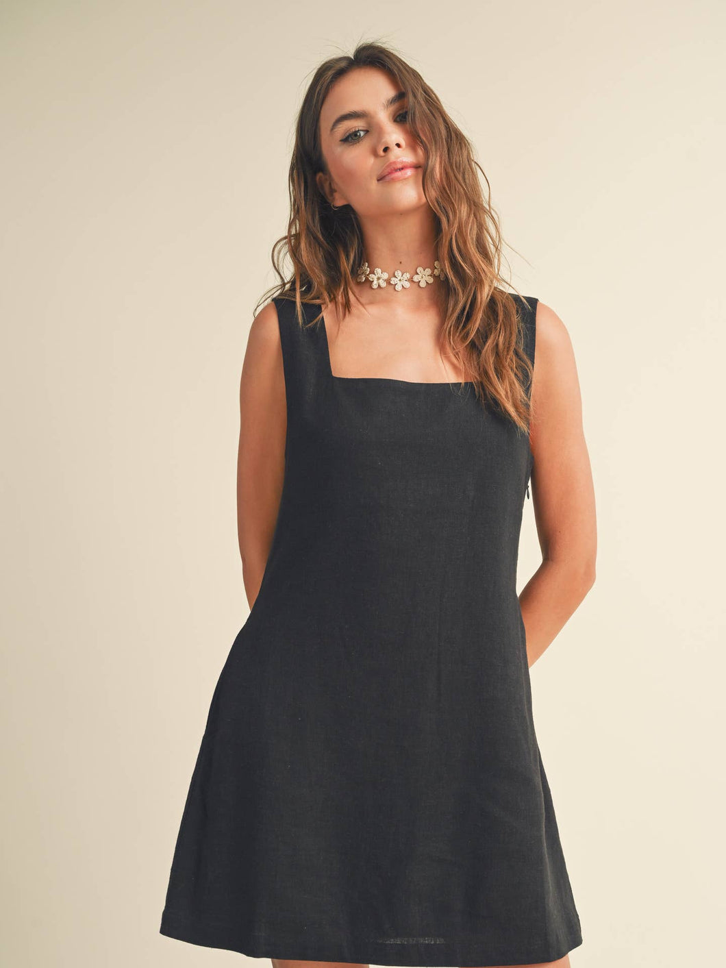 Black Linen Mini Dress