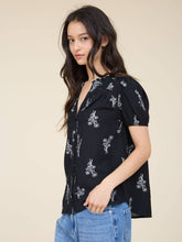 Load image into Gallery viewer, Black Floral Split Neck Top
