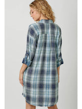 Load image into Gallery viewer, Blue Plaid Shirt Dress
