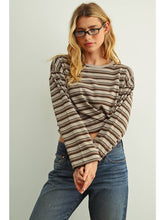 Load image into Gallery viewer, Mocha + Black Stripe Top
