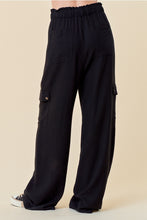 Load image into Gallery viewer, Black Cargo Tie Waist Pants
