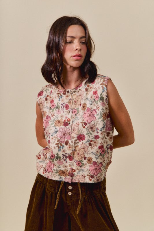 Clay Rose Floral Vest