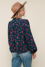 Load image into Gallery viewer, Teal Floral Tie Top
