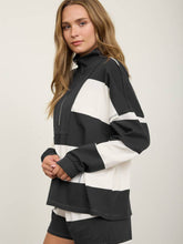 Load image into Gallery viewer, Charcoal Rugby Stripe Pullover
