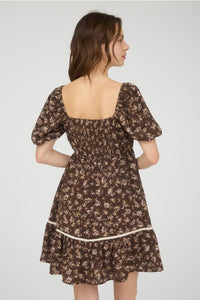 Brown Floral Mini Dress
