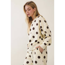 Load image into Gallery viewer, Cream + Brown Polka Dot Sweatshirt
