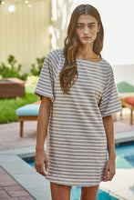 Load image into Gallery viewer, Taupe Stripe Mini Dress
