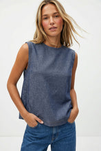 Load image into Gallery viewer, Naked Zebra Denim Blue Pleat Back Tank
