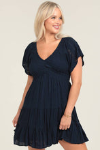 Load image into Gallery viewer, Navy Smocked Eyelet Dress
