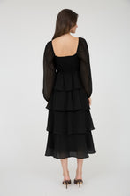 Load image into Gallery viewer, Black Tiered Lurex Dress
