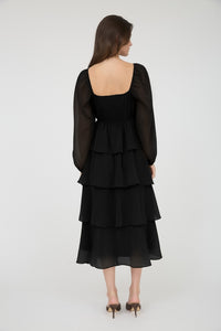Black Tiered Lurex Dress