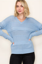 Load image into Gallery viewer, Blue Pointelle Sweater
