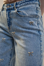 Load image into Gallery viewer, Bow Embellished Straight Denim
