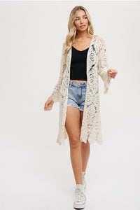 Natural Midi Crochet Cardigan