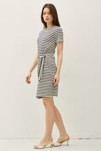 Load image into Gallery viewer, Navy Stripe Tie Dress
