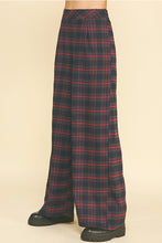 Load image into Gallery viewer, Navy + Red Plaid Wide Leg Pants
