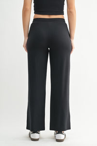 Brushed Black Wide Leg Pants