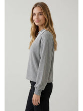 Load image into Gallery viewer, Grey Blanket Stitch Collared Top
