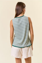 Load image into Gallery viewer, Green Stripe Notched Tank
