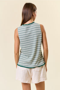 Green Stripe Notched Tank