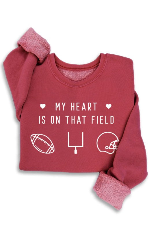 Red My Heart is on that Field Sweatshirt