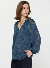 Load image into Gallery viewer, Navy + Teal Jacquard Top
