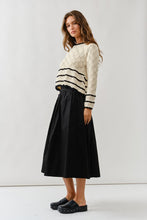 Load image into Gallery viewer, Cream Pointelle Black Trim Sweater
