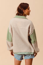 Load image into Gallery viewer, Sage + Oatmeal Sherpa Pullover
