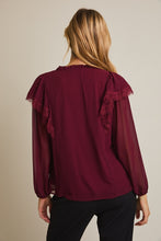 Load image into Gallery viewer, Burgundy Lace Notched Top
