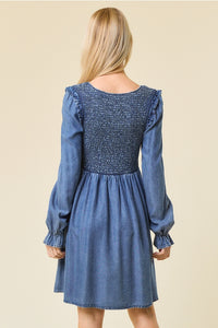 Smocked Tencel L/S Dress