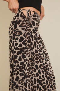Leopard Flare Hem Tie Skirt