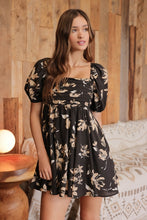 Load image into Gallery viewer, Floral Black Babydoll Dress
