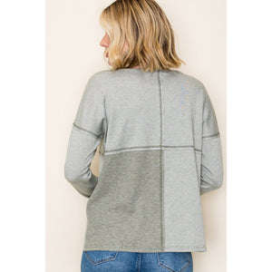Heather Olive Blocked Top