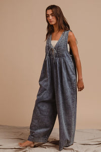 Pintuck Denim Jumpsuit