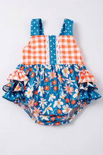 Load image into Gallery viewer, Orange Floral Check Romper - Kids
