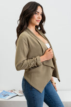 Load image into Gallery viewer, Olive Ruched Sleeve Blazer
