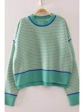 Load image into Gallery viewer, Green + Blue Stripe Sweater
