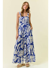 Load image into Gallery viewer, Doe + Rae Cobalt Floral Smocked Jumpsuit
