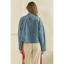 Load image into Gallery viewer, Drawstring Pocket Denim Jacket

