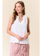 Load image into Gallery viewer, Cotton Slub Ruffle Neck Tank

